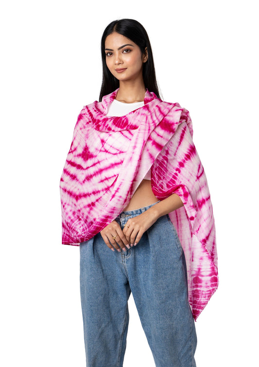 Scialle in Lana e Seta Tie&Dye colore Rosa