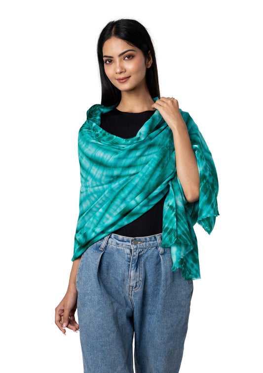 Scialle in Lana E Seta Tie&dye Colore Verde