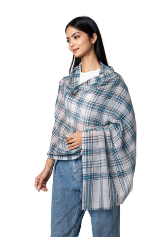 Elegant Madras Check Tartan design scarf with light blue colors