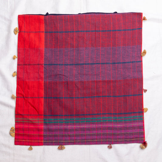 Set di 2 copricuscini federe in cotone colore rosso e blu 60x60CM