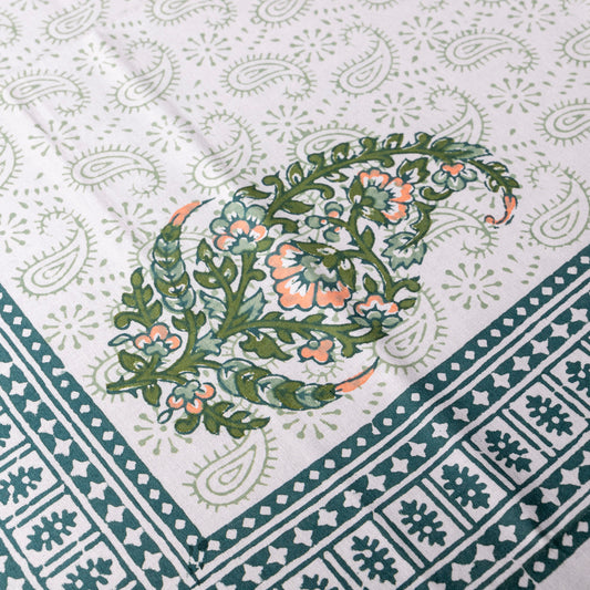 Tovaglia in cotone stampata a mano con disegno paisly 150x220cm
