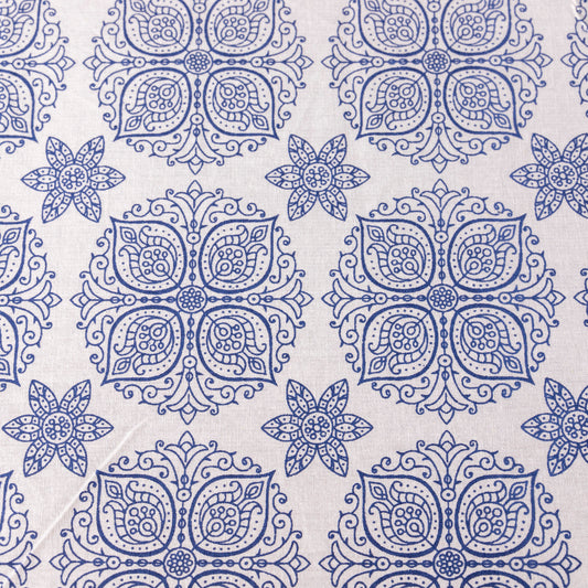 Tovaglia in cotone stampata a mano con disegno geometrico 150x220cm