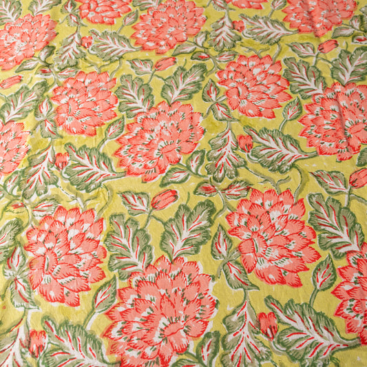 Tovaglia di cotone con stampa block print disegno floreale 240x280 cm