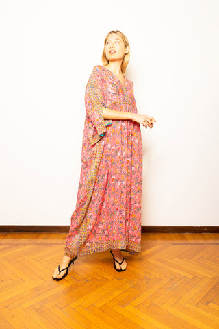 Hand Printed Indian Cotton Caftan - 23MA011