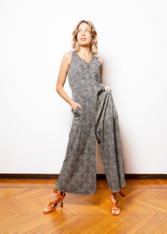 Acquistare Abito Jumpsuit Smanicato Con Stampa Geometrica