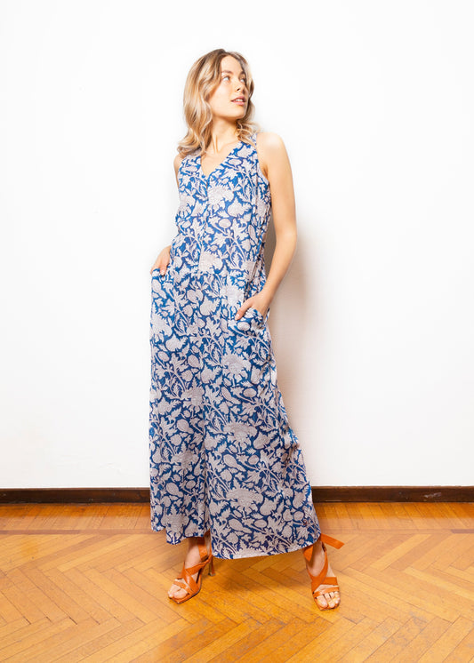 Acquistare Abito Jumpsuit Smanicato Di Cotone Con Stampa Floreale