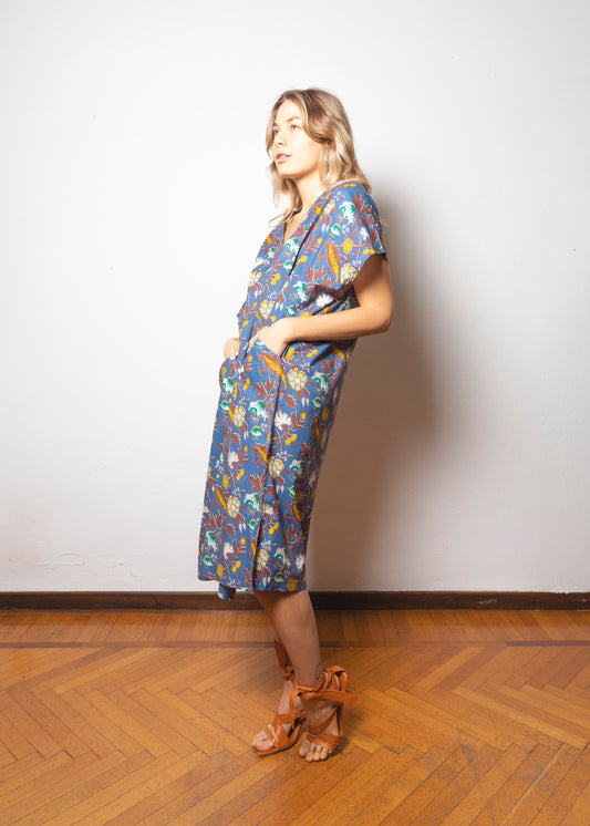 Caftano in cotone leggero con stampa floreale - GAZALA012