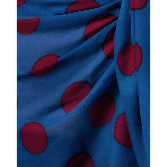 Sarong Pareo Colore Blu Con Punti Rossi Stampati All Over