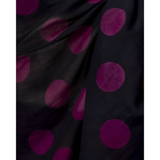 Sarong Pareo Grigio Scuro Con Pois Viola Stampati All Over