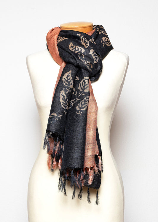 Sciarpa Scialle in pura Seta Cruda Tussar Ahimsa - 018