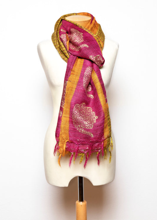 Sciarpa Scialle in pura Seta Cruda Tussar Ahimsa - 006