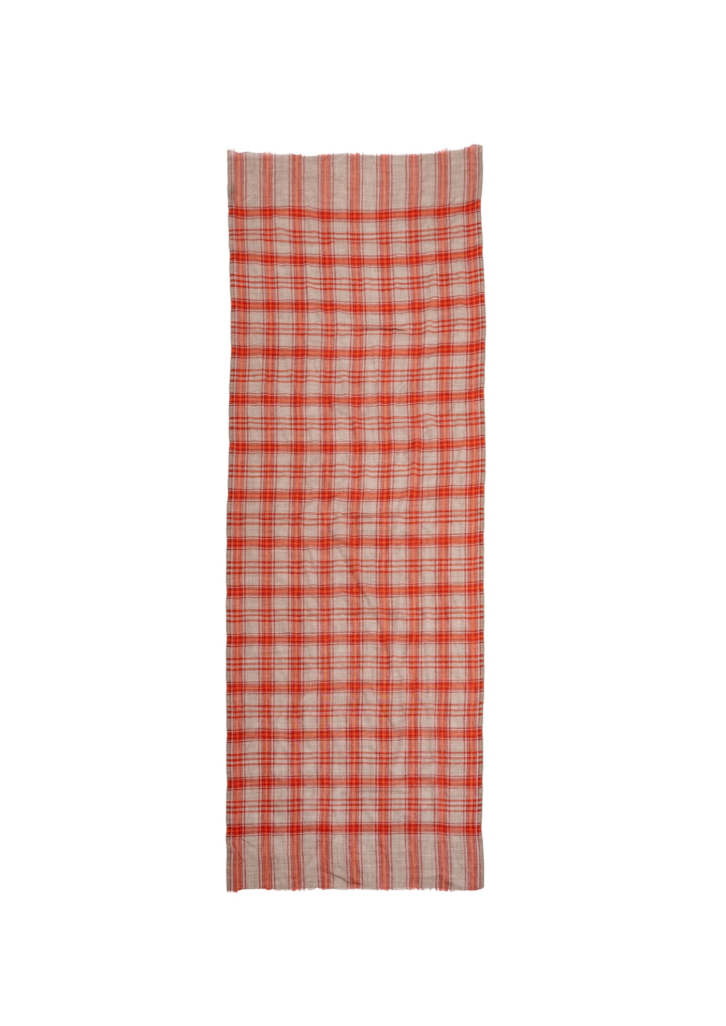 Elegant Madras Check Tartan design scarf with red orange colours