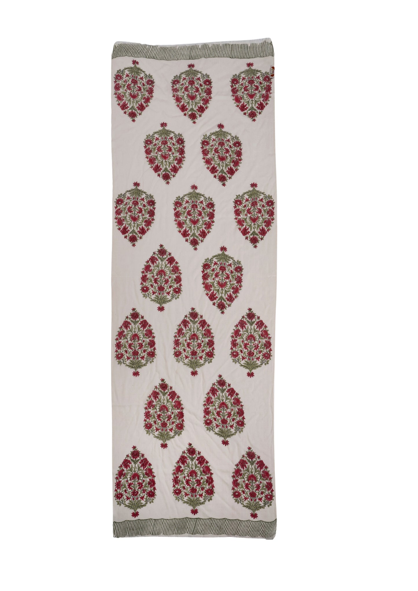 Elegante Sciarpa Scialle in Lana con disegno Floreale stampato con tecnica Block Print