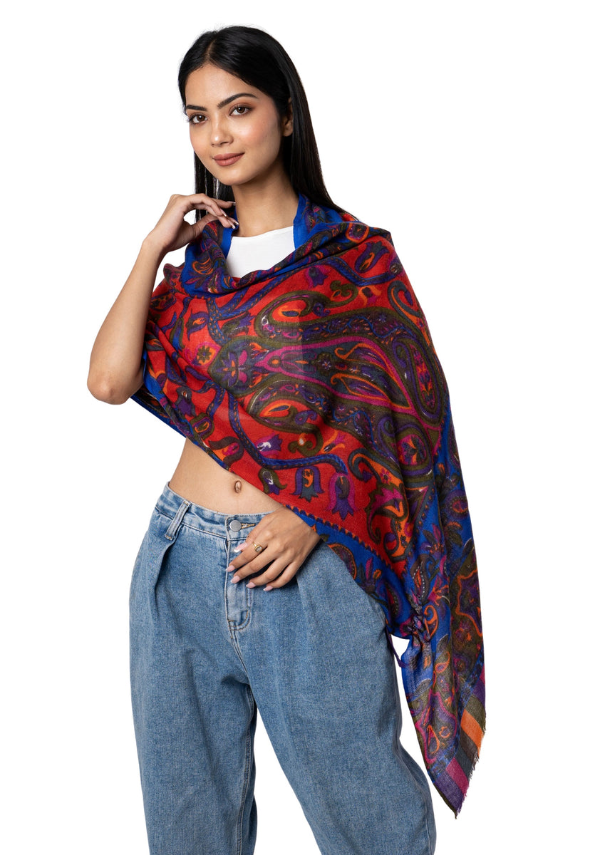 Accessorio Moda Bordeaux Sciarpa Di Cotone Freak Scene - Motivo Fiori