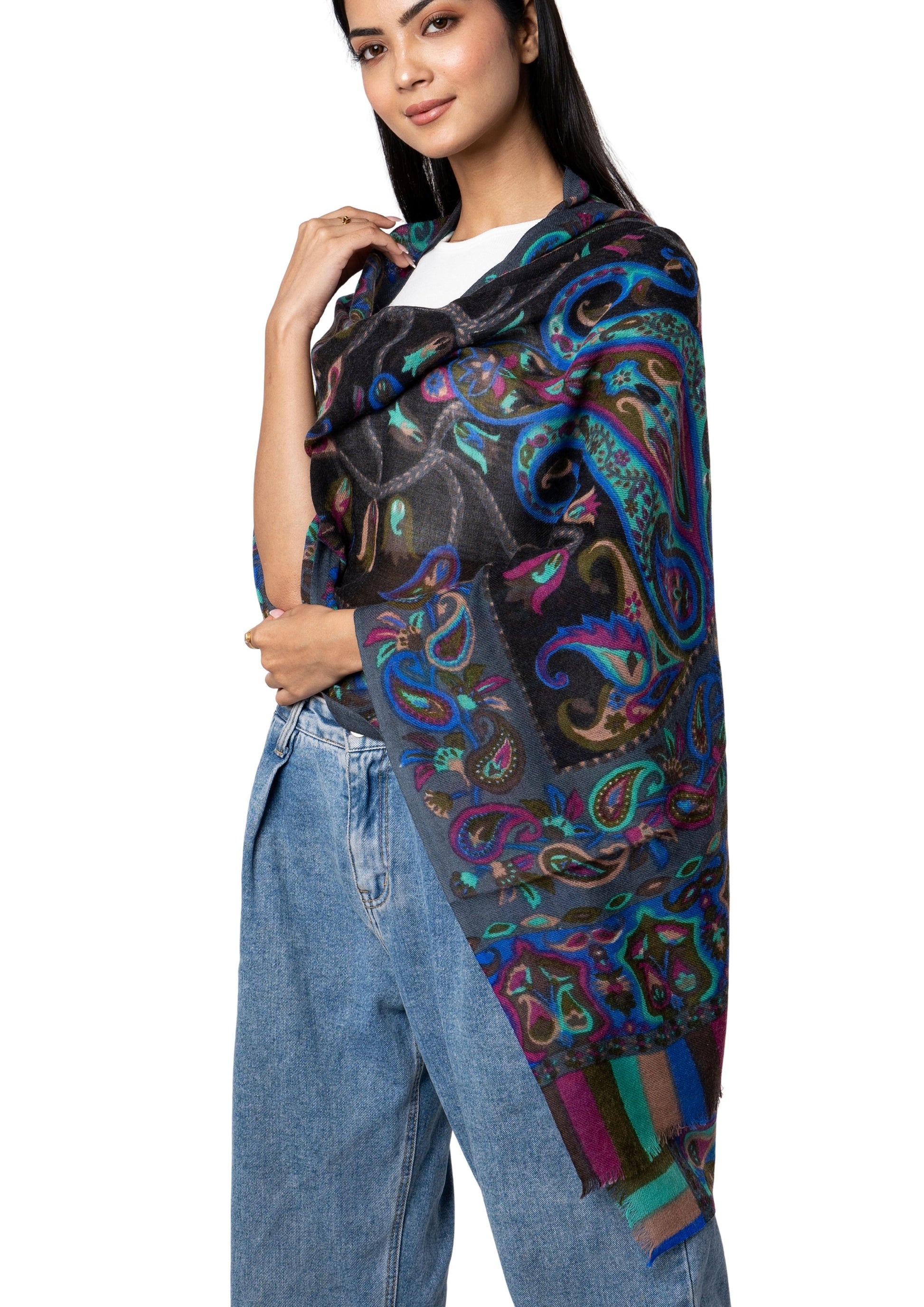 Buy Indian Wool Paisley Scarf