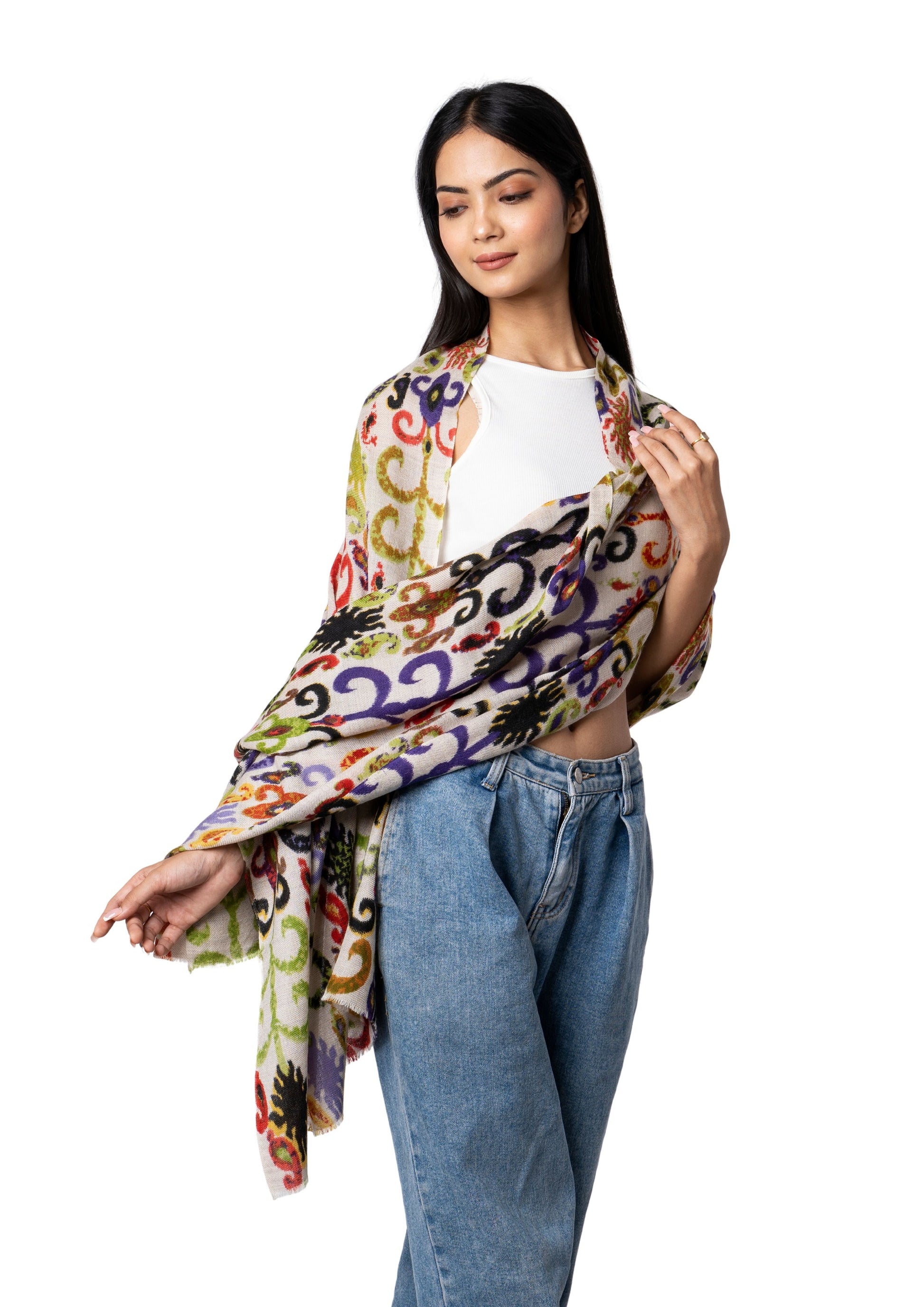 Sciarpa Stola Chiffon Dupatta Fatta A Mano Lunga Chunni - Foto 2