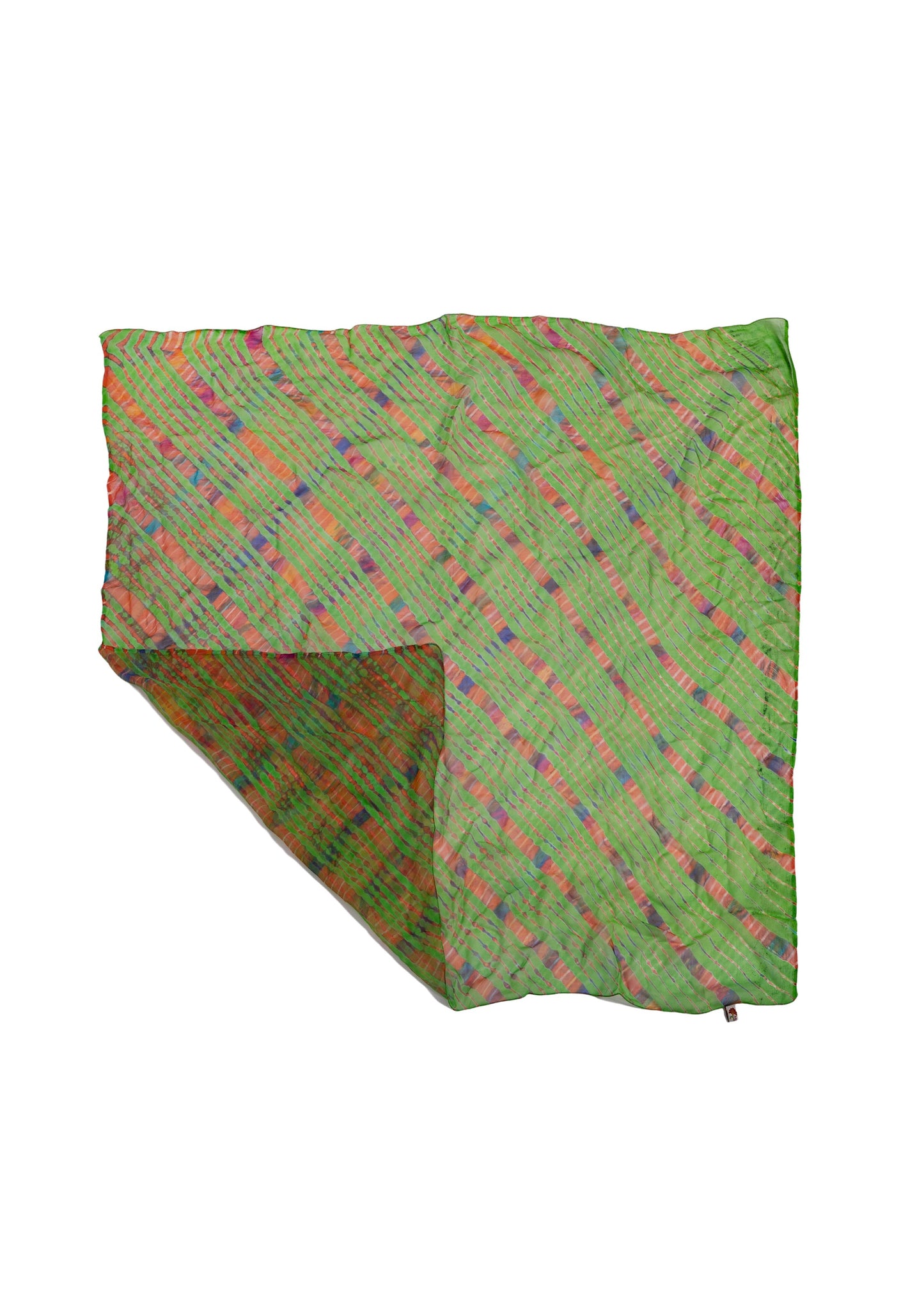 Sciarpa quadrata in Seta Chiffon con tintura manuale colore verde
