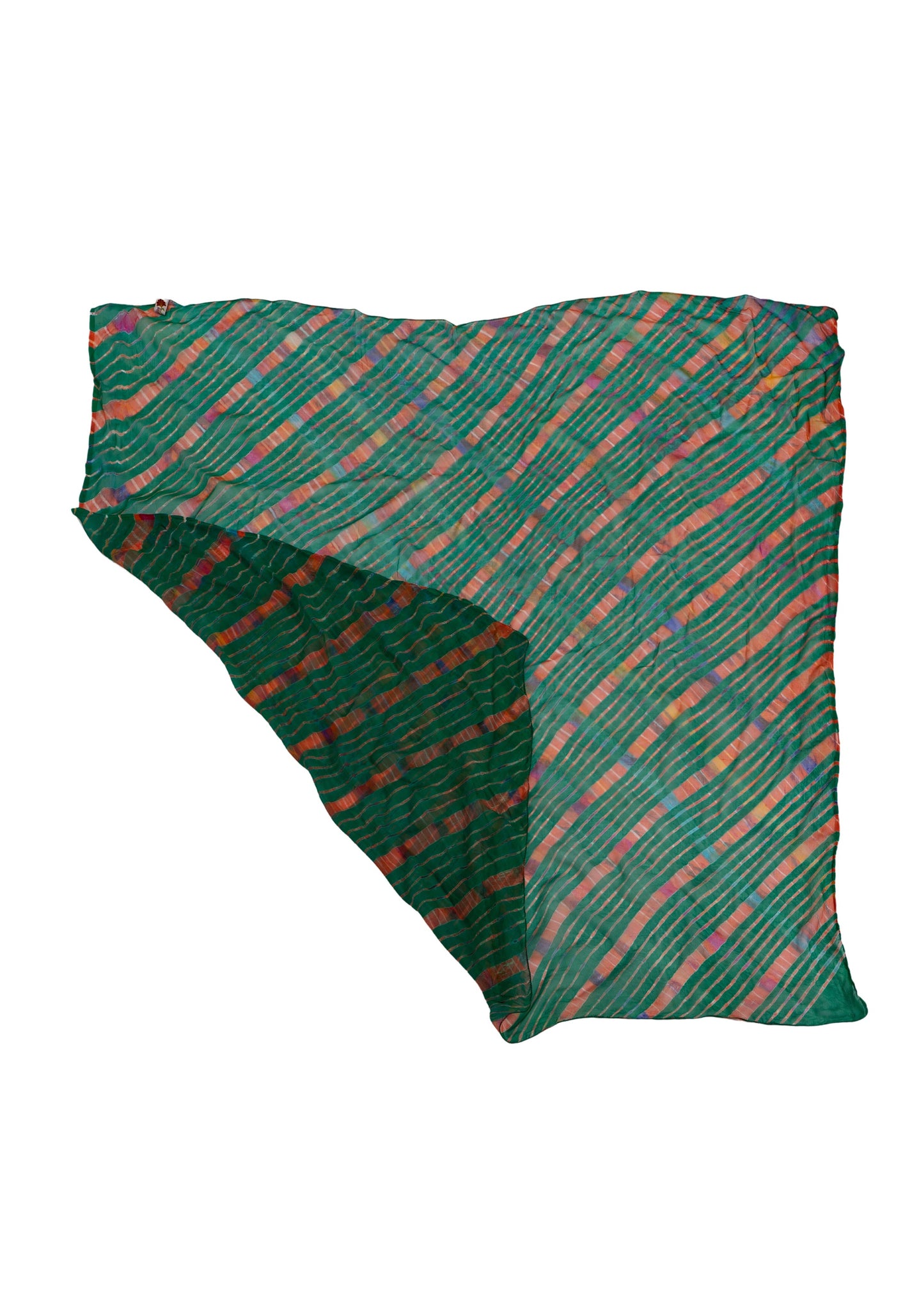 Square scarf in silk chiffon with manual dyeing in dark green