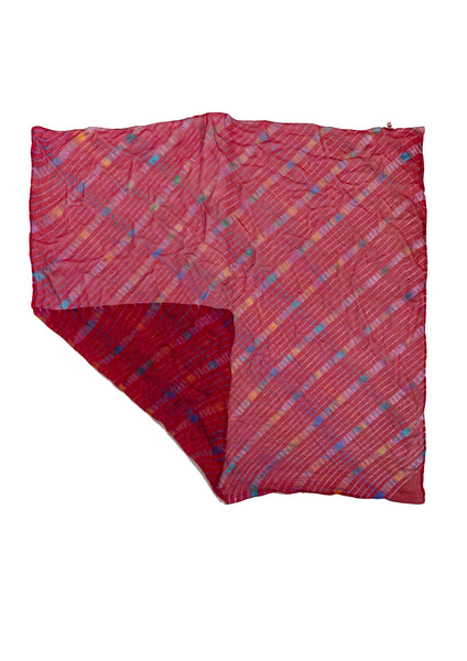 Sciarpa quadrata in Seta Chiffon con tintura manuale colore rosso