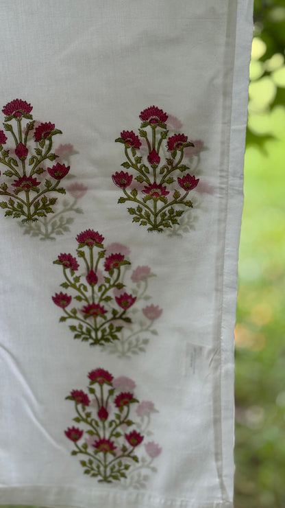 White Voile Cotton Pajama Set – Red Buti Block Print