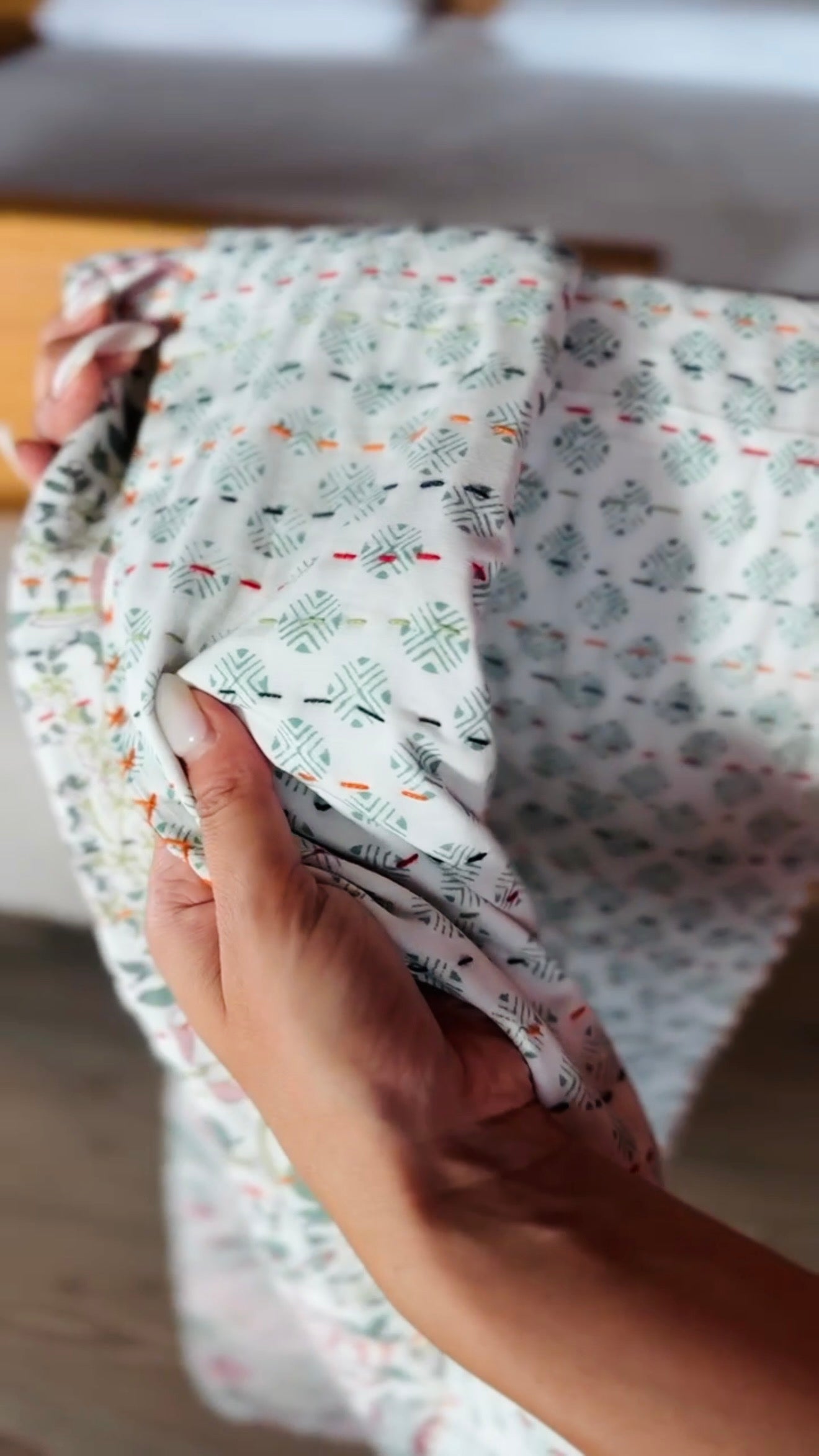 Multicolored Cotton Block Print and Kantha Children's Blanket – Handcrafted Indian Floral Pattern