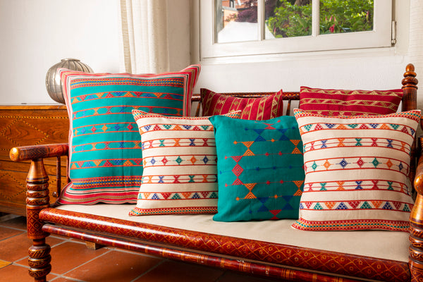 Set of 2 multicolored handmade cotton cushion covers 40x40CM