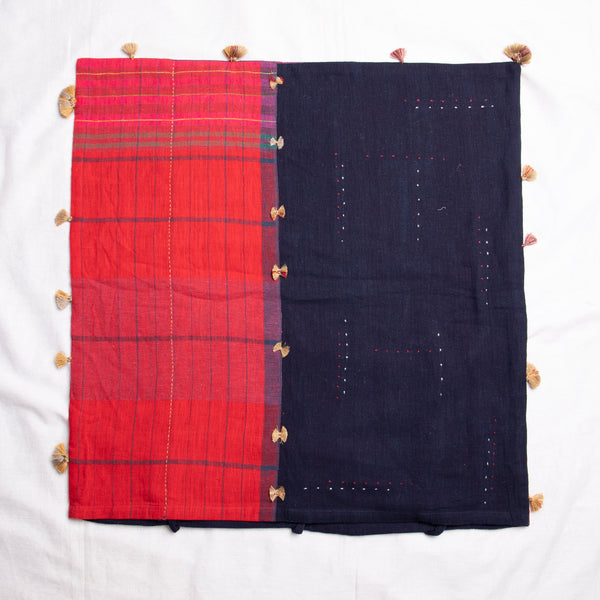 Set of 2 red and blue cotton cushion covers 60x60CM