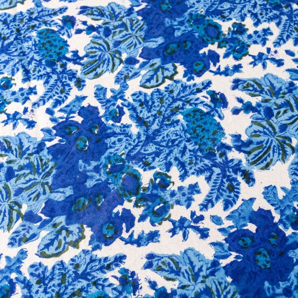 Cotton tablecloth with block print floral design 270x440 cm