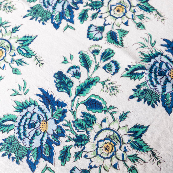 Cotton tablecloth with block print floral design 220x280 cm