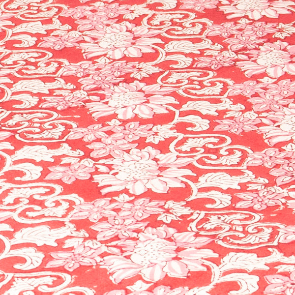 Cotton tablecloth with block print floral design 175X175 cm