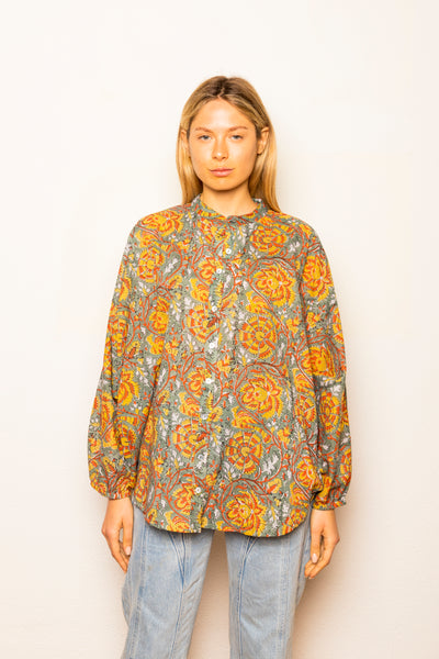 Hand printed cotton Indian shirt - 23MA029
