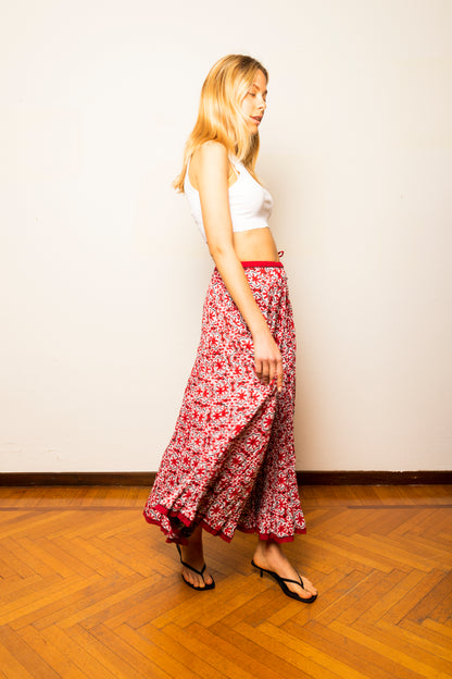 Hand printed Indian cotton skirt - 23MA033