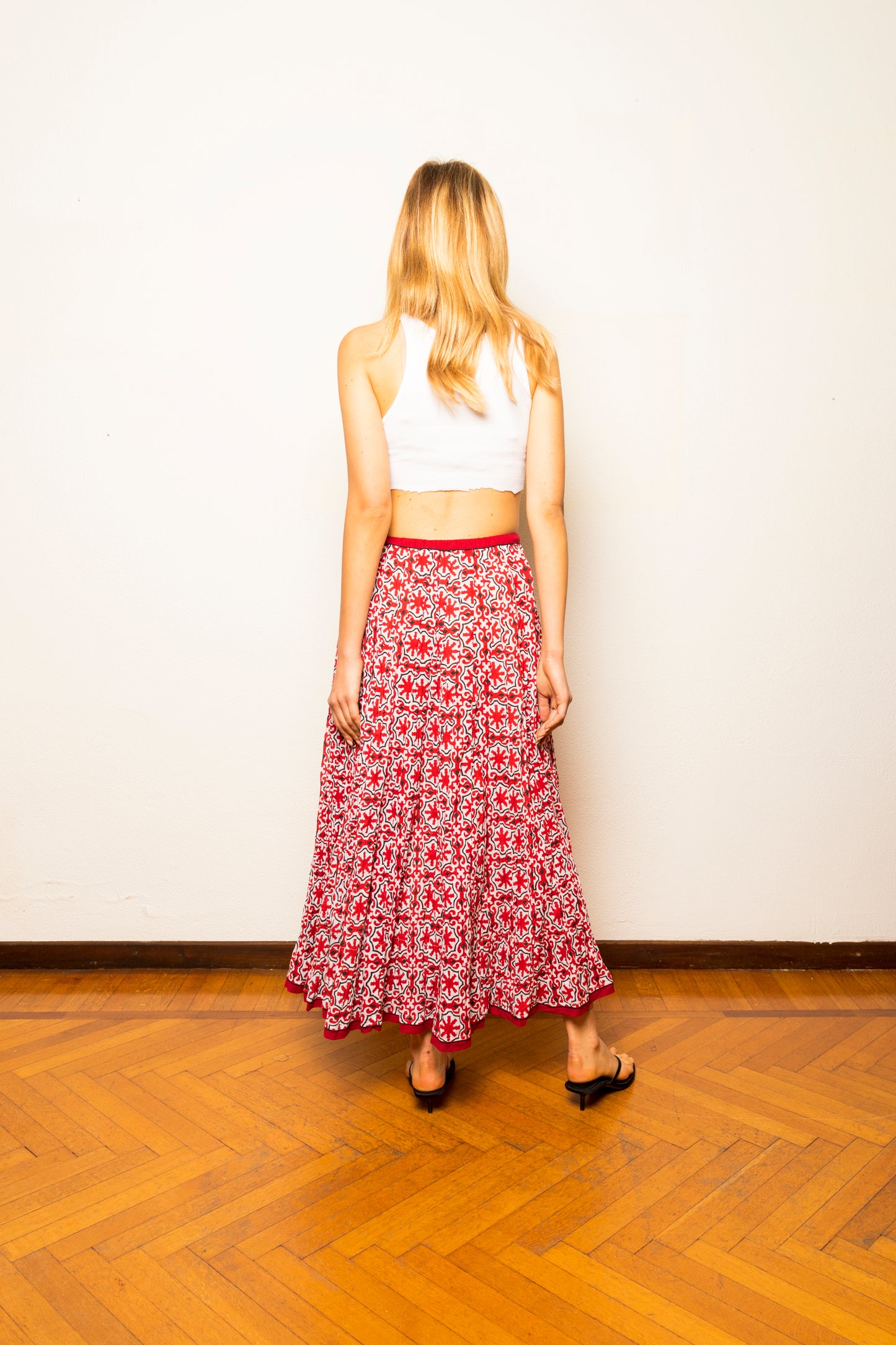 Hand printed Indian cotton skirt - 23MA033