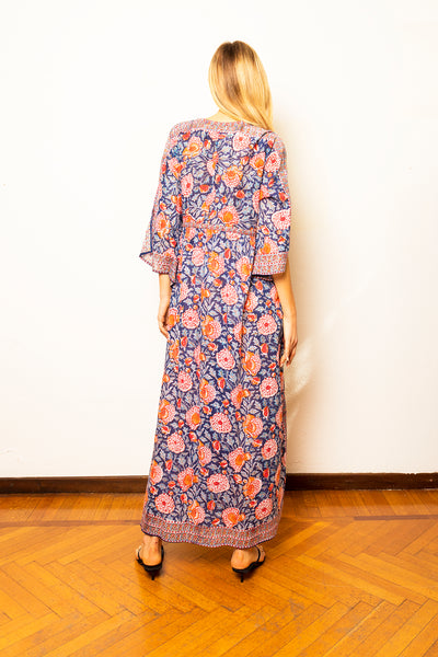 Kaftan in light cotton with floral print - 23MA013