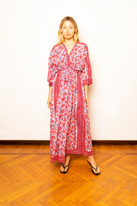 Caftan in light cotton and floral print - 23MA014