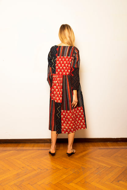 Indian summer dress in hand printed cotton - 23MA022SM
