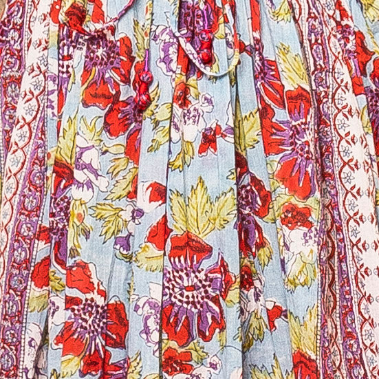 Indian caftan in light cotton and floral print - 23MA015
