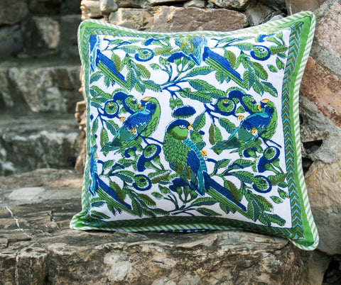 Set of 2 hand-printed cotton fabric block pillow covers - ABHA
