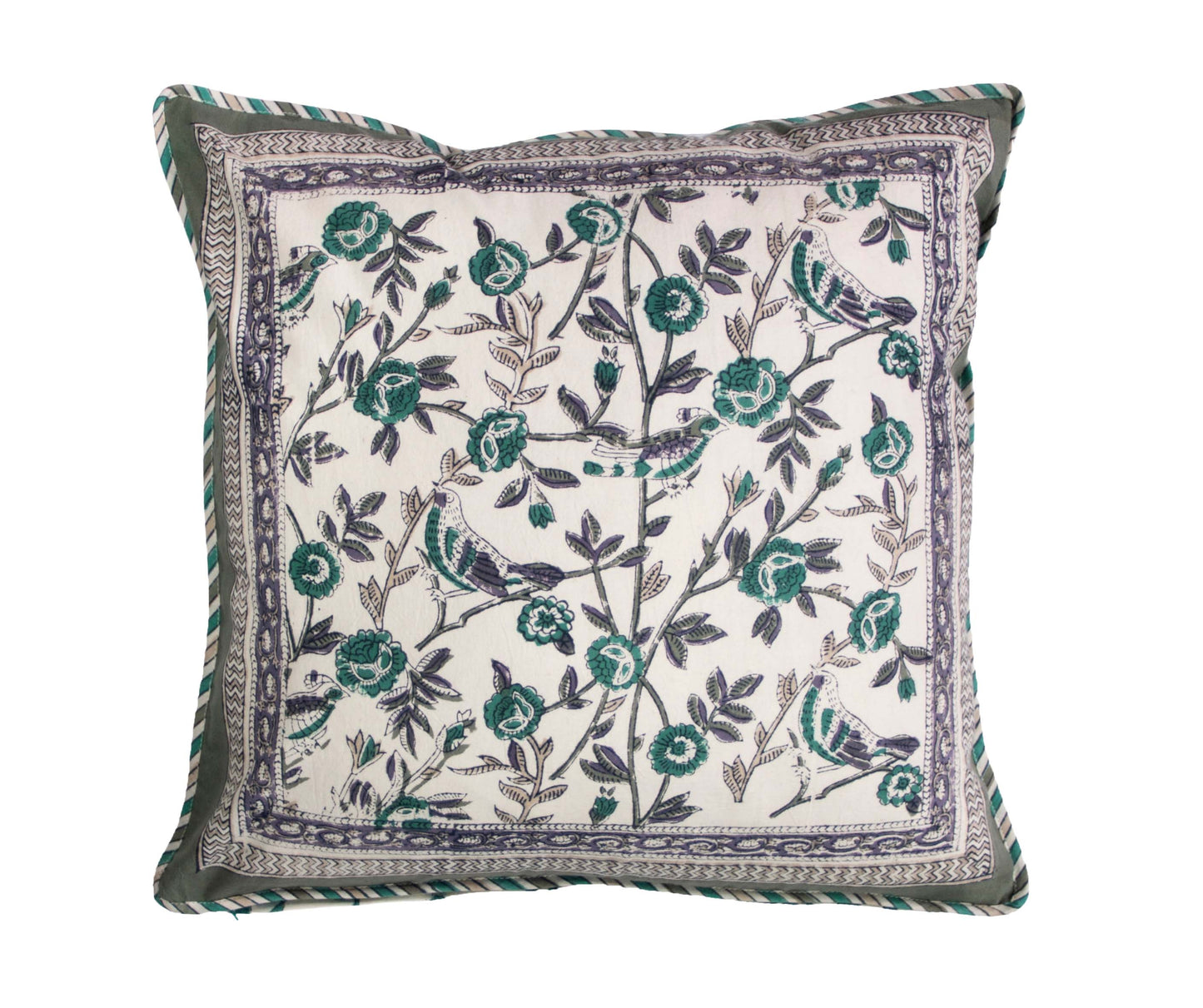 Set of 2 hand-printed cotton fabric pillow covers in block - KAJA