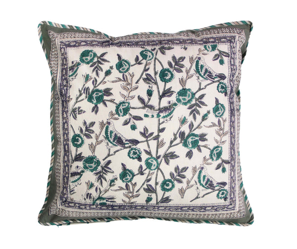 Set of 2 hand-printed cotton fabric pillow covers in block - KAJA