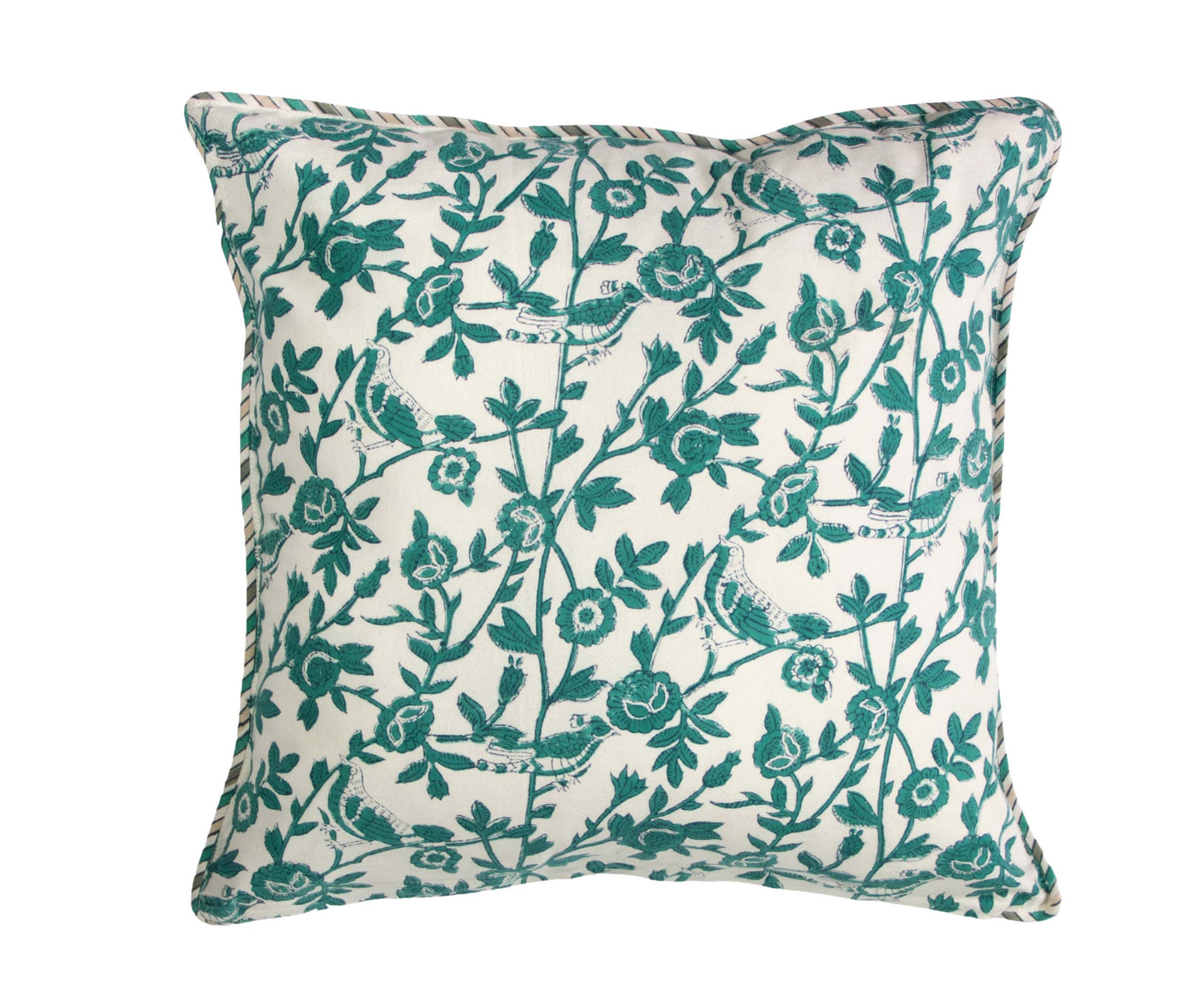 Set of 2 hand-printed cotton fabric pillow covers in block - KAJA