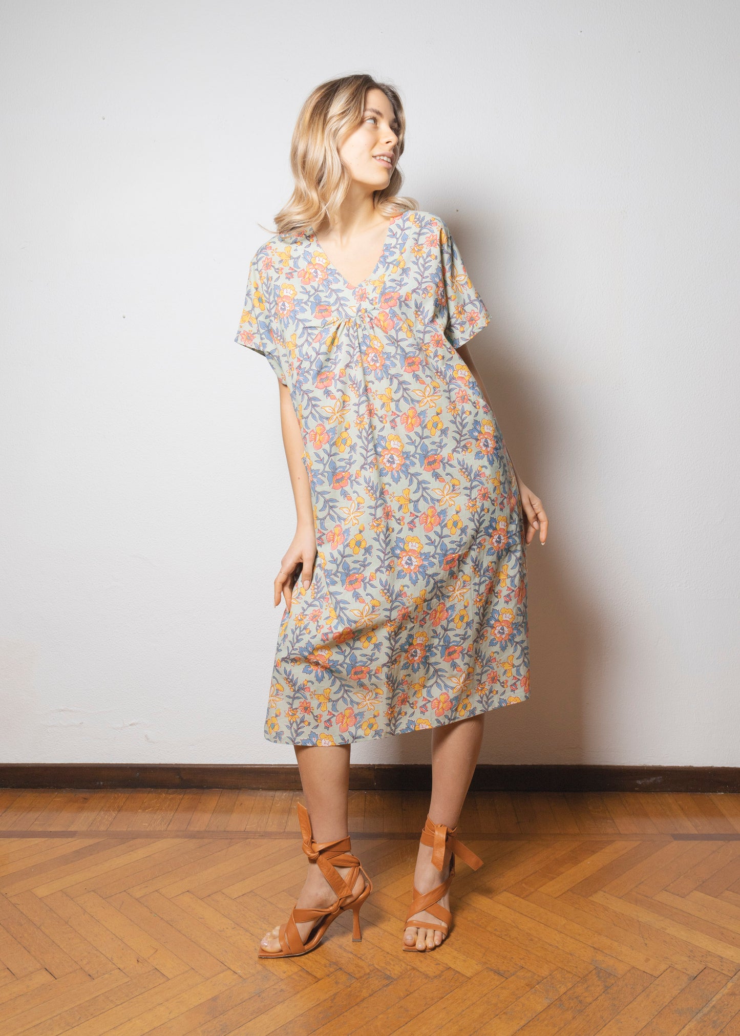 Caftan dress with floral print - IZNA014