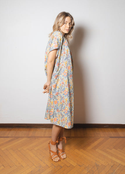 Caftan dress with floral print - IZNA014