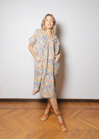 Caftan dress with floral print - IZNA014