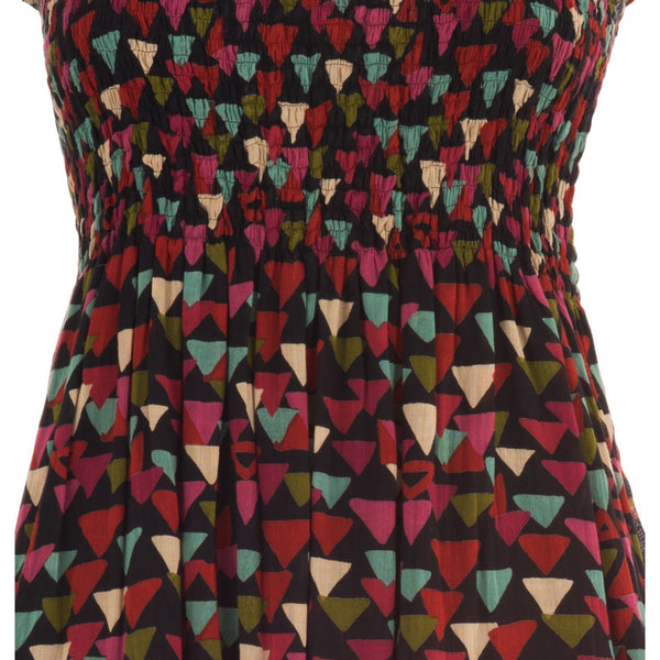 Elegant Summer Dress In Pure Cotton With Multicolor Geometric Print