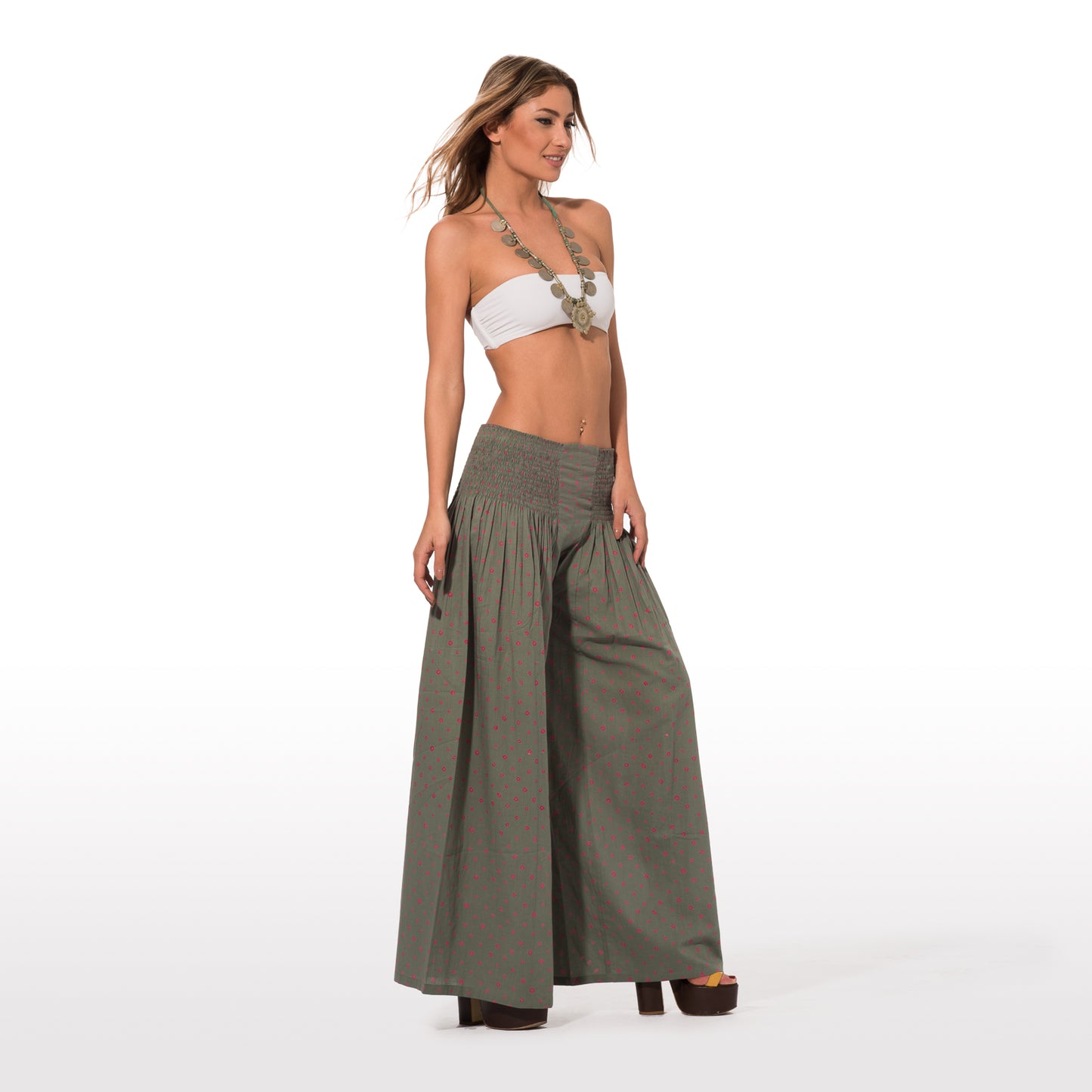 Elegant Summer Trousers In Pure Cotton With Elastic Waistband