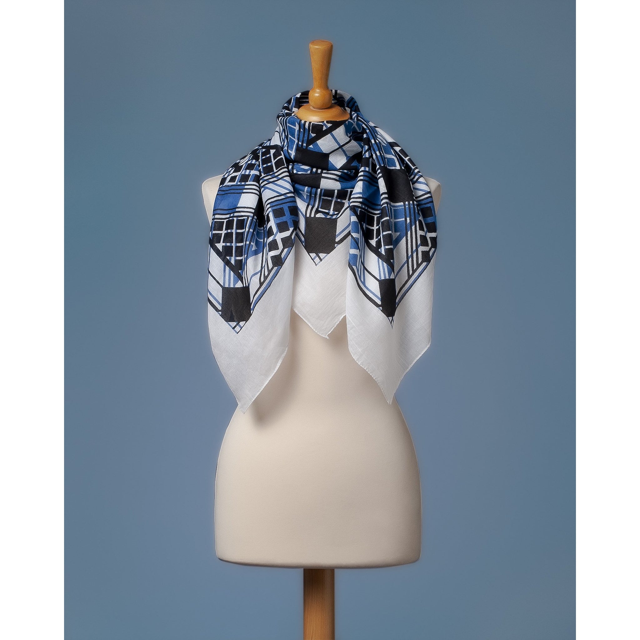 Bandana Scarf In Cotton With Abstract Geometric Print