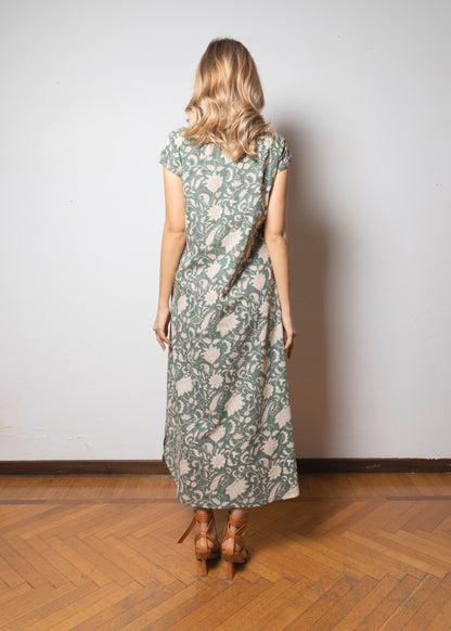 Hand printed light cotton long dress - JYOTHI015