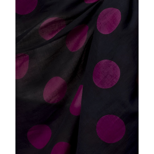 Dark Gray Sarong Pareo With Purple Polka Dots Printed All Over