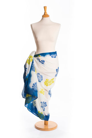 Pareo Sarong in Cotton Block Printing Technique - BLUE
